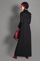 Hijab clothing BLACK HIDDEN BUTTONED TOPCOAT WITH POCKETS  1154 