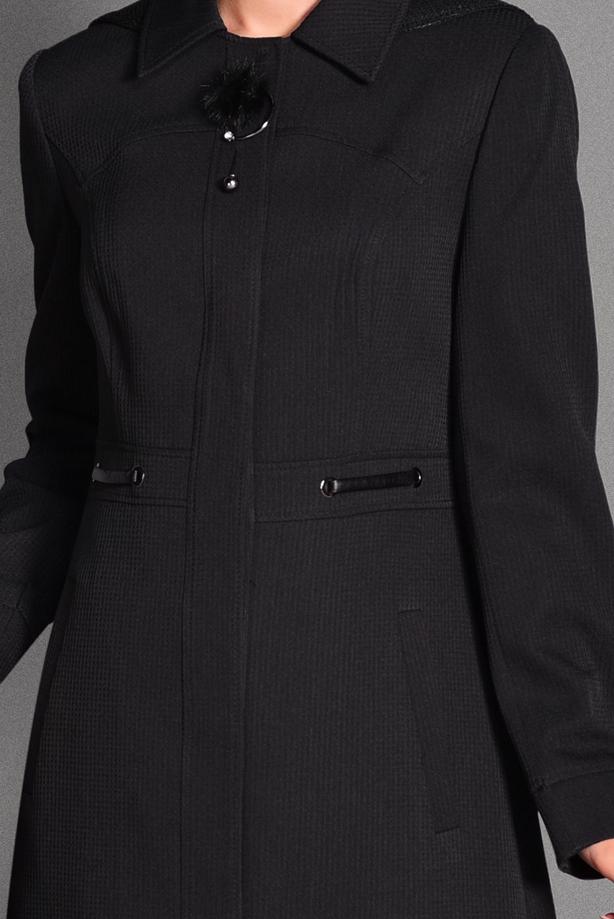 Hijab clothing BLACK HIDDEN BUTTONED TOPCOAT WITH POCKETS  1154  - TRENDTESETTÜR