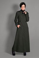 Hijab clothing KHAKI HIDDEN BUTTONED TOPCOAT WITH POCKETS  1154 