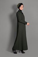 Tesettür giyim HAKİ GİZLİ DÜĞMELİ CEP DETAYLI PARDESÜ 1154 