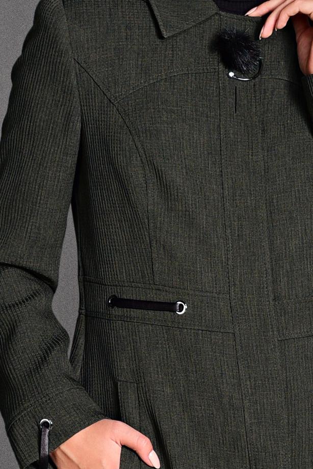 Hijab clothing KHAKI HIDDEN BUTTONED TOPCOAT WITH POCKETS  1154  - TRENDTESETTÜR
