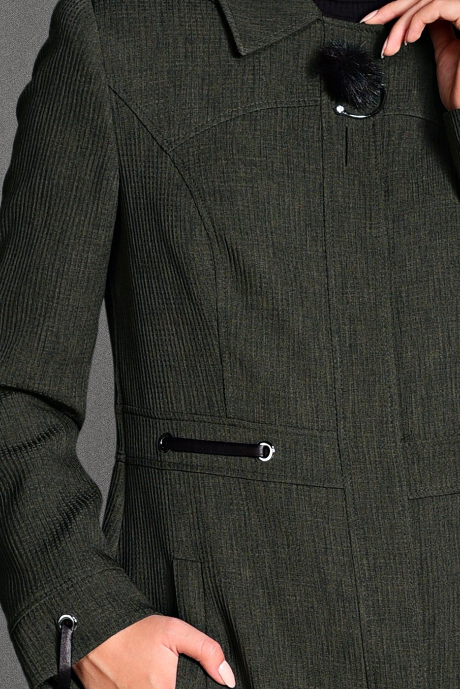 Hijab clothing KHAKI HIDDEN BUTTONED TOPCOAT WITH POCKETS  1154 