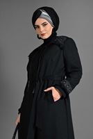 Vêtements hijab NOIR PARDESSUS FRANGE 1156