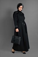 Vêtements hijab NOIR PARDESSUS FRANGE 1156