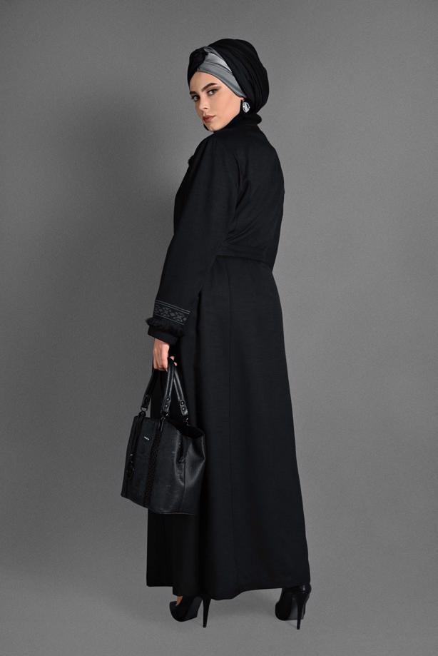 Vêtements hijab NOIR PARDESSUS FRANGE 1156 - TRENDTESETTÜR
