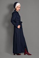 Hijab clothing NAVY BLUE HOOK DETAIL OVERCOAT 1162