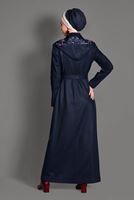 Hijab clothing NAVY BLUE HOOK DETAIL OVERCOAT 1162