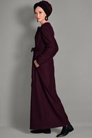 Hijab clothing CLARET RED BELTED TOPCOAT WITH POCKETS 1163 