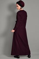 Hijab clothing CLARET RED BELTED TOPCOAT WITH POCKETS 1163 