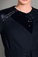 Tesettür giyim LACİVERT BELİ KUŞAKLI CEP DETAYLI PARDESÜ 1163 