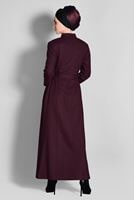 Tesettür giyim BORDO HAKİM YAKA FERMUARLI PARDESÜ 1164 