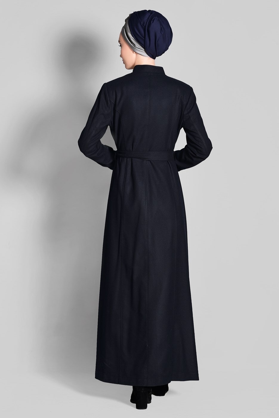 Tesettür giyim LACİVERT HAKİM YAKA FERMUARLI PARDESÜ 1164 
