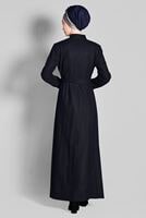 Tesettür giyim LACİVERT HAKİM YAKA FERMUARLI PARDESÜ 1164 