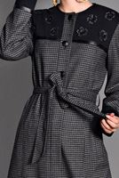 Hijab clothing BLACK PLAID OVERCOAT 1165 