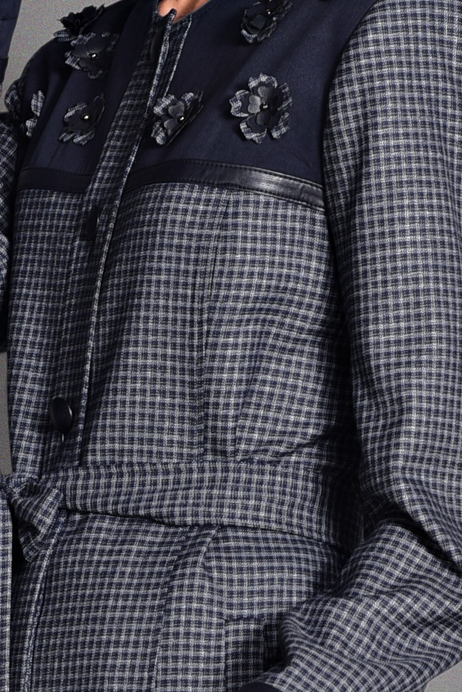 Hijab clothing NAVY BLUE PLAID OVERCOAT 1165 