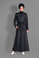 Tesettür giyim GRİ CEP DETAYLI PARDESÜ 1166