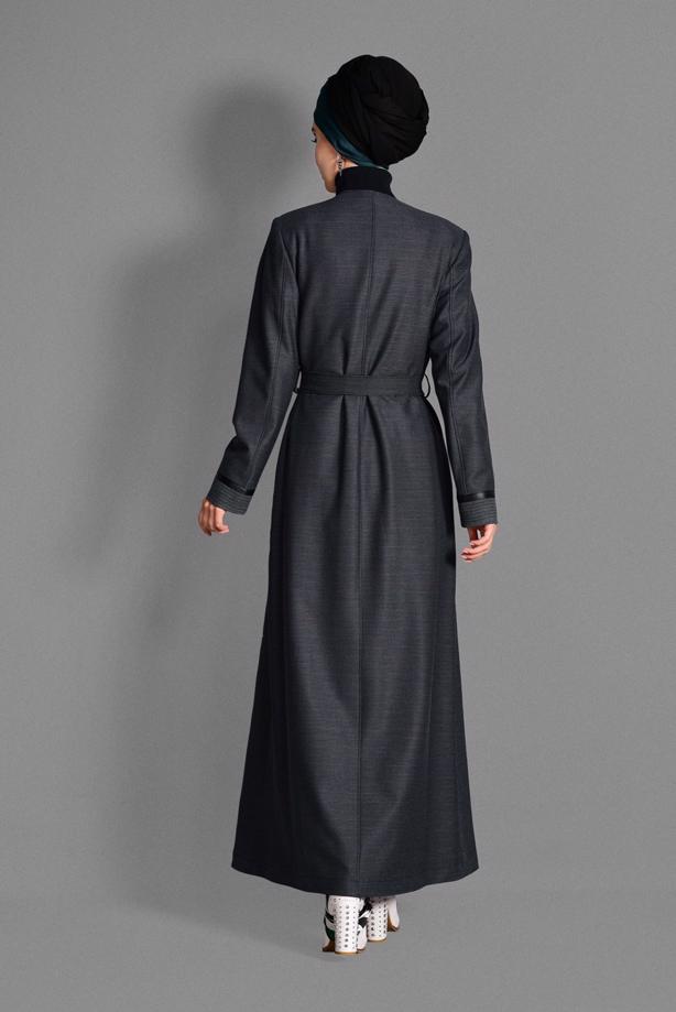 Tesettür giyim GRİ CEP DETAYLI PARDESÜ 1166 - TRENDTESETTÜR