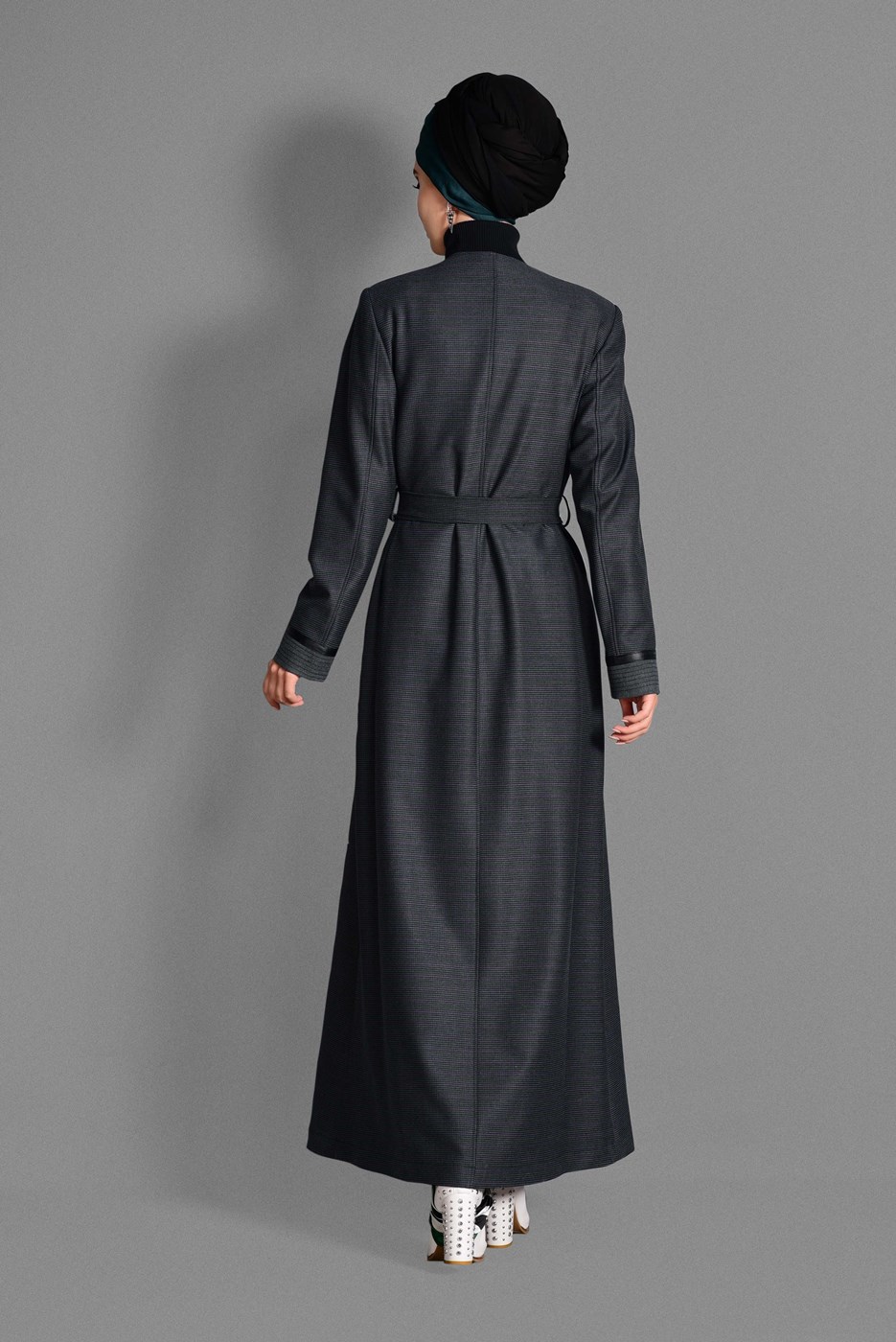 Tesettür giyim GRİ CEP DETAYLI PARDESÜ 1166