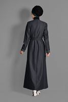 Tesettür giyim GRİ CEP DETAYLI PARDESÜ 1166