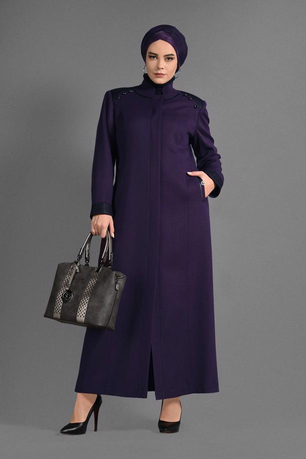 Vêtements hijab POURPRE PARDESSUS À COL MAO 1167  - TRENDTESETTÜR