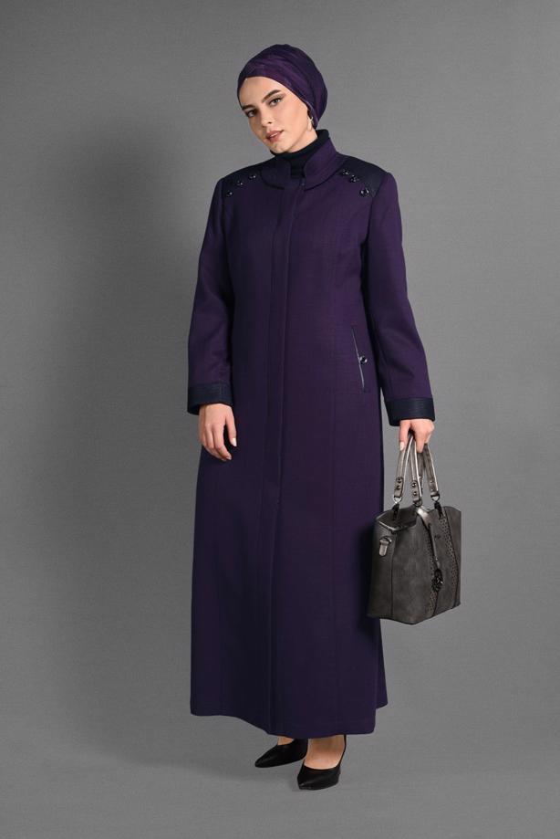 Vêtements hijab POURPRE PARDESSUS À COL MAO 1167  - TRENDTESETTÜR