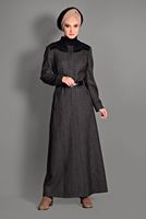 Hijab clothing BLACK PLAID OVERCOAT 1173
