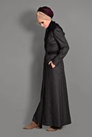 Hijab clothing BLACK PLAID OVERCOAT 1173