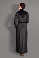 Hijab clothing BLACK PLAID OVERCOAT 1173