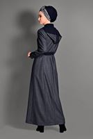 Hijab clothing NAVY BLUE PLAID OVERCOAT 1173