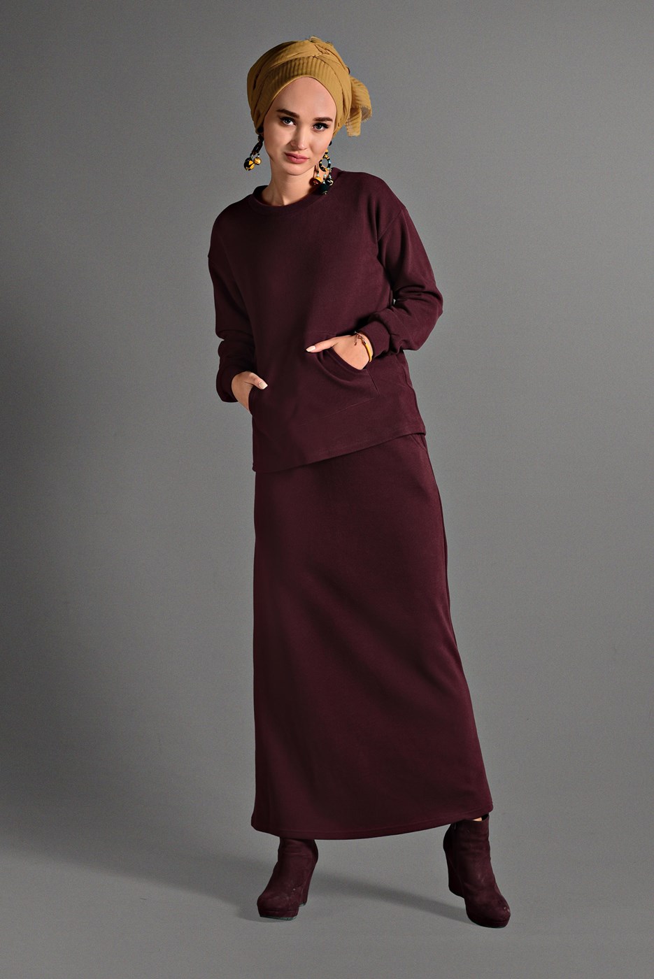Vêtements hijab ROUGE BORDEAUX TAILLEUR AVEC POCHE 1206 