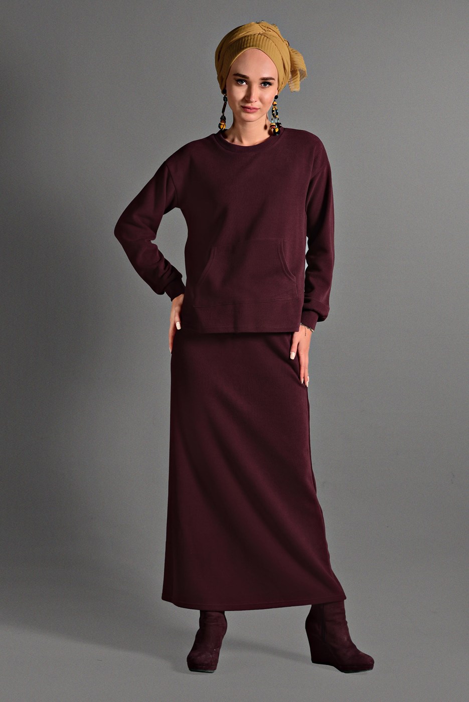 Vêtements hijab ROUGE BORDEAUX TAILLEUR AVEC POCHE 1206 
