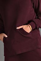 Tesettür giyim BORDO CEP DETAYLI ETEKLİ TAKIM 1206 