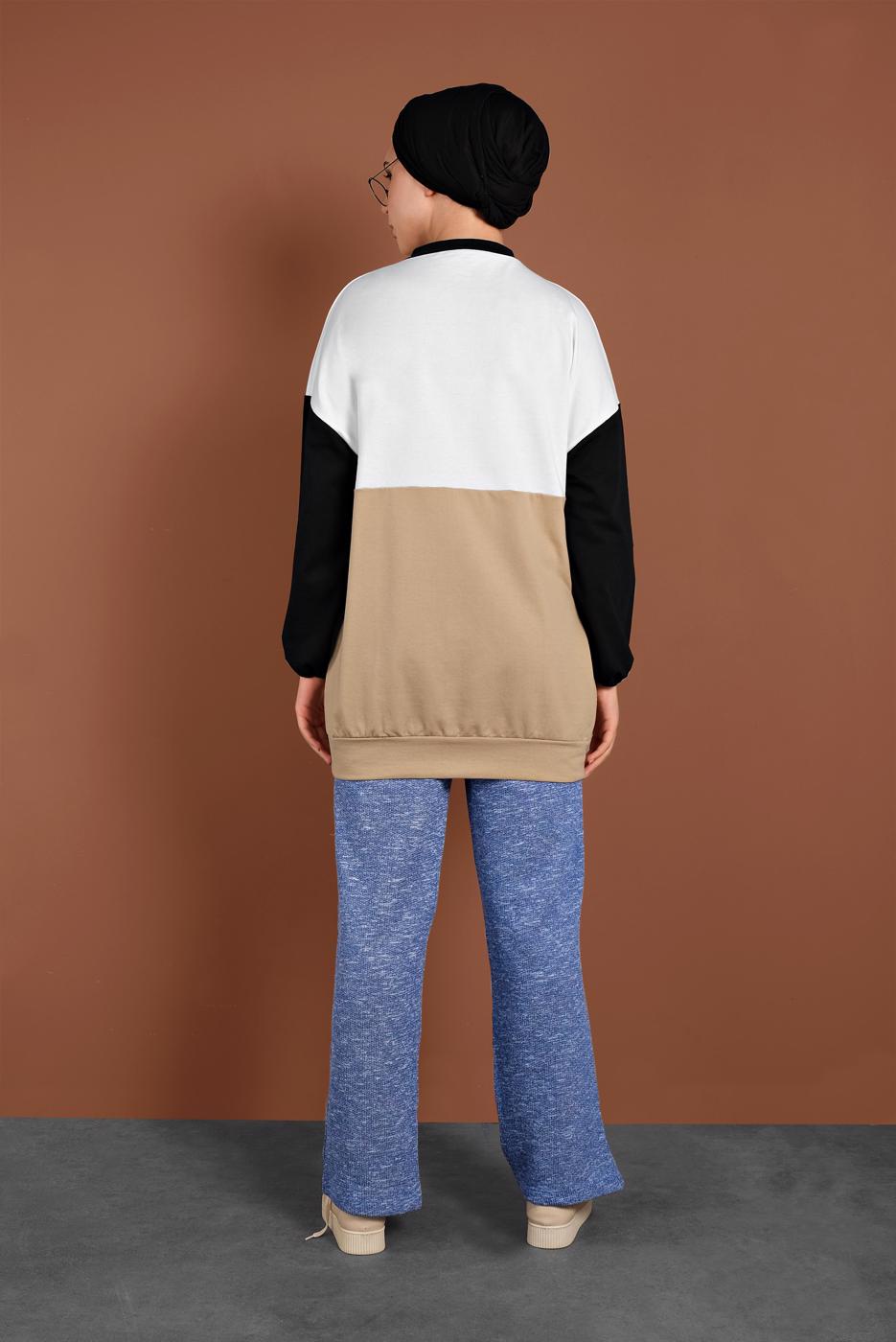 Tesettür giyim LACİVERT BELİ LASTİKLİ ÖRME PANTOLON 5746