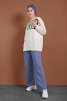 Tesettür giyim LACİVERT BELİ LASTİKLİ ÖRME PANTOLON 5746