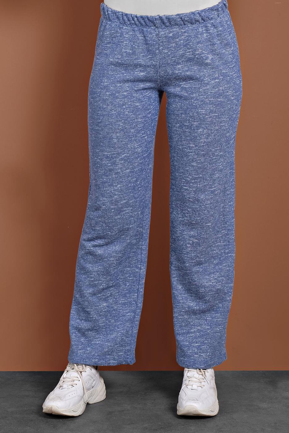 Tesettür giyim LACİVERT BELİ LASTİKLİ ÖRME PANTOLON 5746