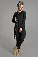 Tesettür giyim SİYAH DÜĞME DETAYLI 2&prime;Lİ PANTOLONLU TAKIM 6429 