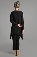 Tesettür giyim SİYAH DÜĞME DETAYLI 2&prime;Lİ PANTOLONLU TAKIM 6429 