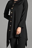 Tesettür giyim SİYAH DÜĞME DETAYLI 2&prime;Lİ PANTOLONLU TAKIM 6429 