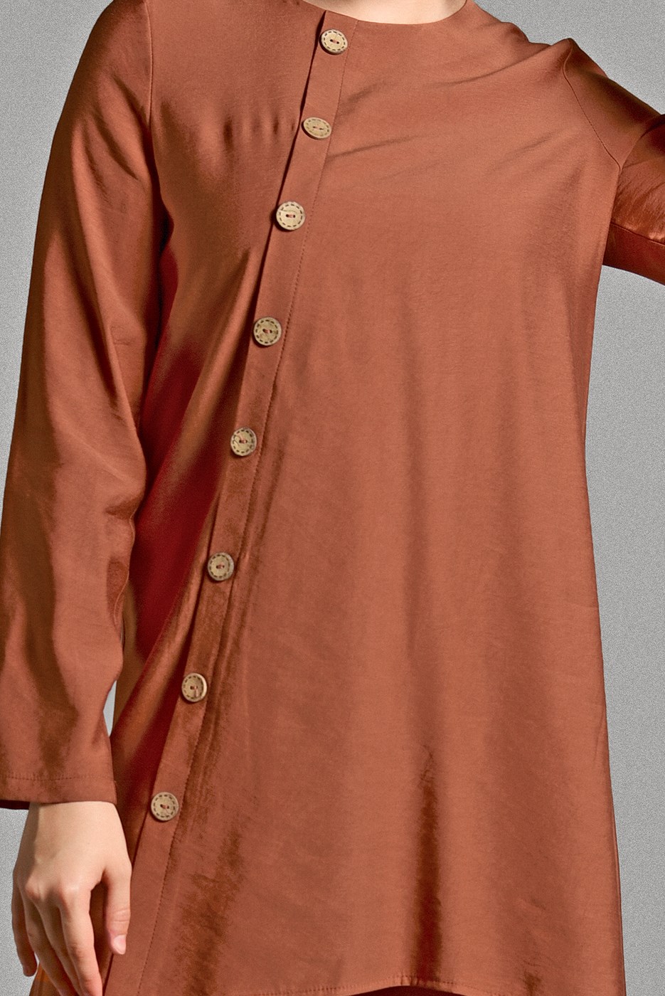 Tesettür giyim TURUNCU DÜĞME DETAYLI 2&prime;Lİ PANTOLONLU TAKIM 6429 