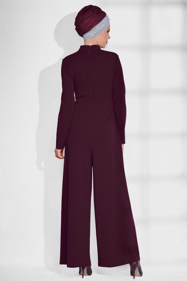 Vêtements hijab ROUGE BORDEAUX COMBINAISON À ŒILLETS 4774 - TRENDTESETTÜR