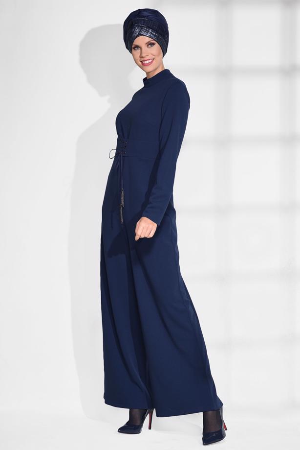 Vêtements hijab BLEU MARINE COMBINAISON À ŒILLETS 4774 - TRENDTESETTÜR
