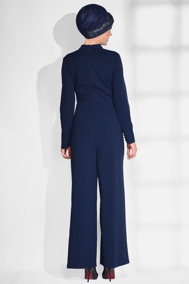Vêtements hijab BLEU MARINE COMBINAISON À ŒILLETS 4774 - TRENDTESETTÜR