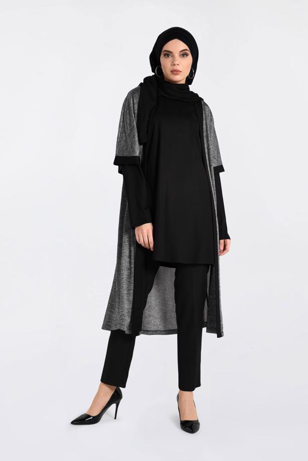 Vêtements hijab GRIS TUNIQUE À JASPÉE 2851-2  - TRENDTESETTÜR