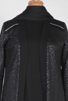 Tesettür giyim SİYAH ALVİNA OMUZLARI TAŞ BASKI DETAYLI DESENLİ 2′Lİ TUNİK 2854-1	