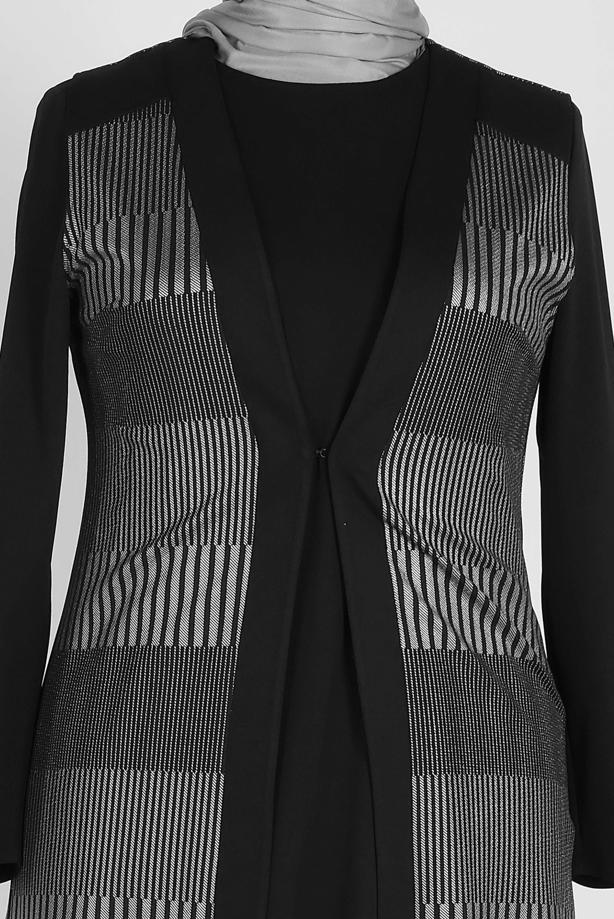 Vêtements hijab GRIS T 2856-1 Alvina Lara 2′li Tunik - TRENDTESETTÜR