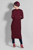 Tesettür giyim BORDO PİLELİ TRİKO TUNİK 02415 