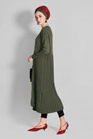 Tesettür giyim HAKİ PİLELİ TRİKO TUNİK 02415 