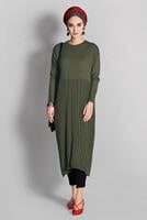 Tesettür giyim HAKİ PİLELİ TRİKO TUNİK 02415 