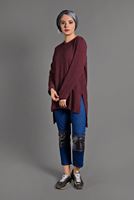 Tesettür giyim KIRMIZI DUBLE KOL DETAYLI TRİKO TUNİK 06971 