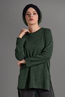 Tesettür giyim HAKİ DUBLE KOL DETAYLI TRİKO TUNİK 06971 